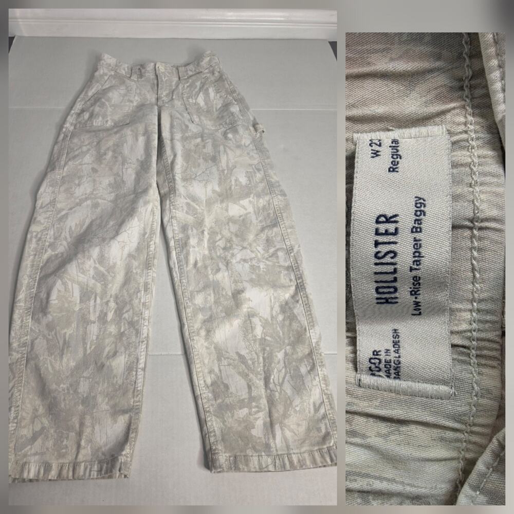 Hollister Low Rise Taper Baggy Pants 23 Camo Skater Ballon Gorp Streetwear